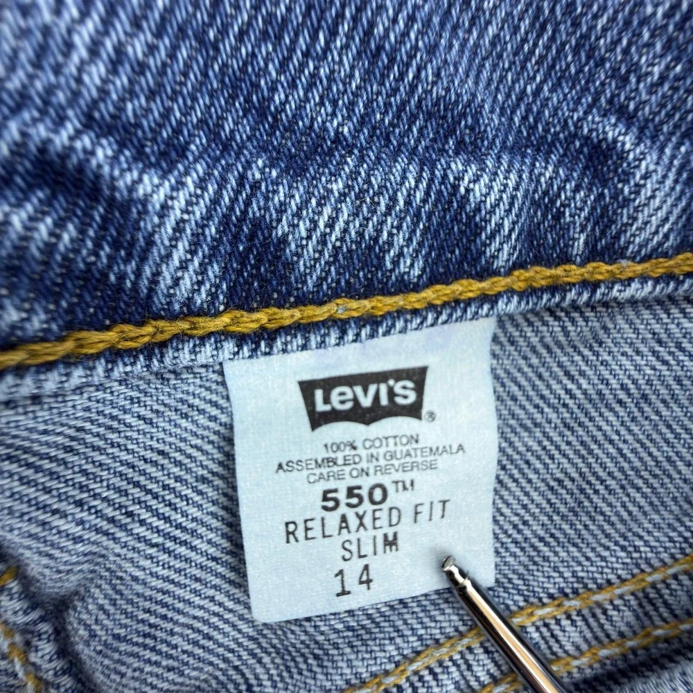 Vintage 90s Levis 550 Relaxed Fit Slim Denim Shorts Kids Size 14 NWT NOS Y2K